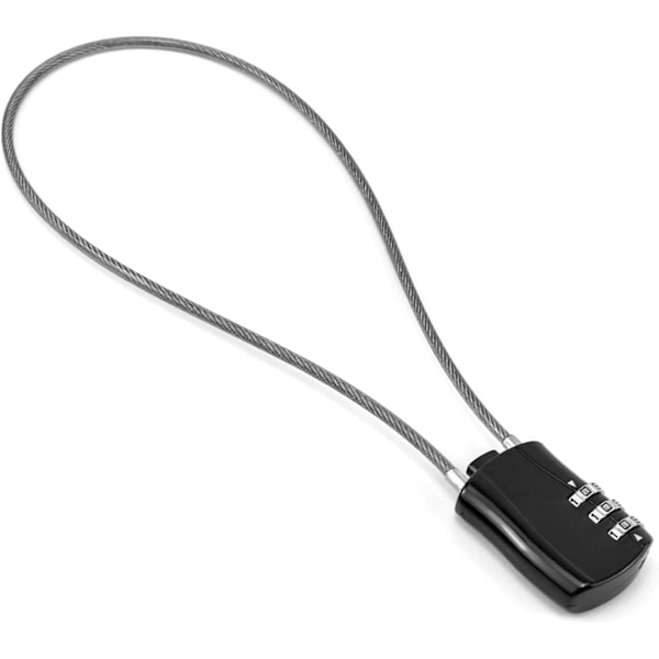 Tilbagekaldelig kabellås, digital kombinationshængelås med 41 cm kabel til motorcykelcykel snowboard ski kufferter, sort
