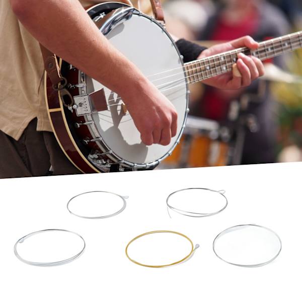 5-strenget Banjo-streng, Rustfrit Stål, Fuld Resonans, Tykke Højtoner, Strengeudskiftning til Optræden