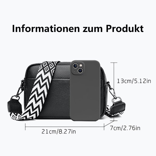 Axelväska dam liten handväska flera fickor crossbody väska grå med 3 utbytbara axelremmar