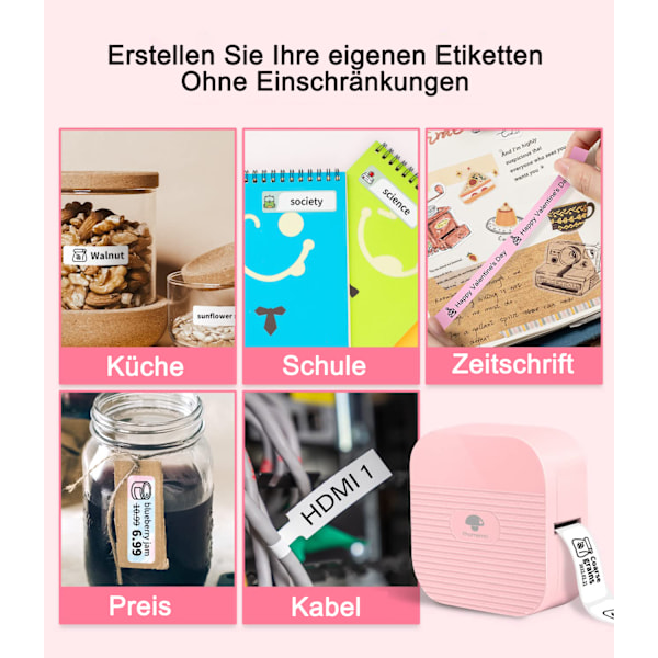 Q31 Bluetooth Labelprinter, Mini Label Maker, Label Maker, selvklæbende til hjemmet, kontoret, termisk labelprinter til iOS og Android, med 1 rulle