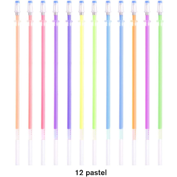 Gelpennrefillsett 48 farger - Glitter Metallic Pastel Neon