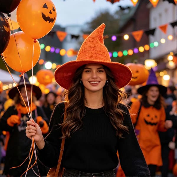 Halloween Heksehat – Spids Bred Skygge Sammenfoldelig til Kvinder Light Pink One Size