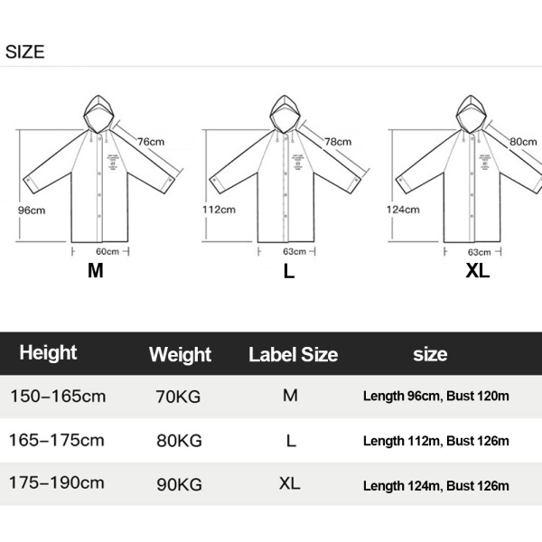 Supertransparent regnrock för mode EVA Vattentät regn