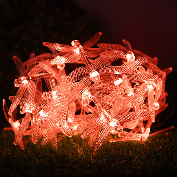 30 Dragonfly String Lights Solar staket Lights Outdoor Dekorativa red