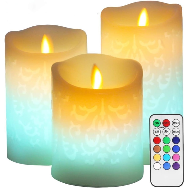 Color Changing LED Candle,Carved Designs,Real Wax Flickering