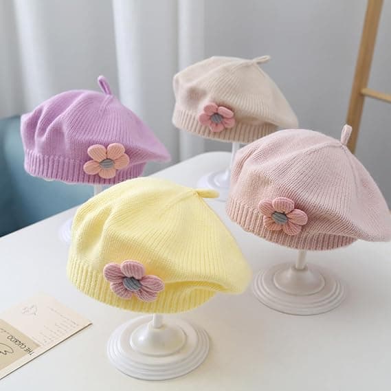 Babyhatt Höst Vinter Stickad Basker - Beige
