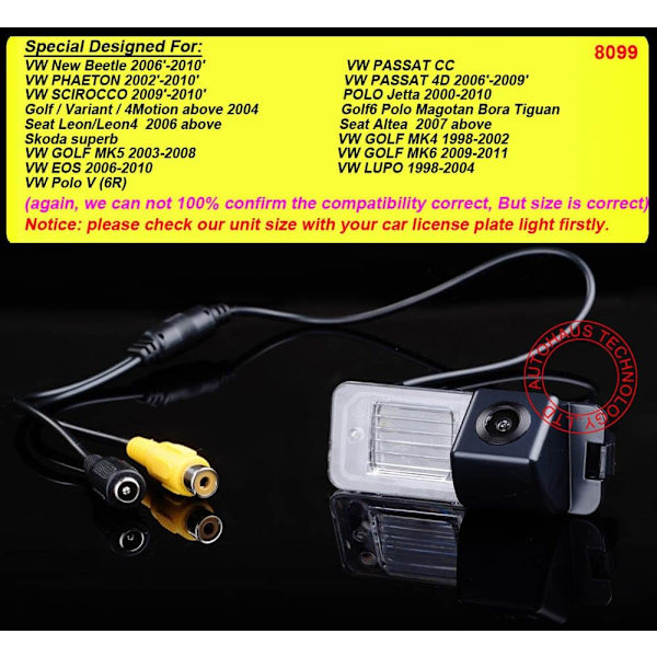 Farve nattesyn bil lastbil bakkamera til New Beetle VW Polo V 6R PASSAT CC Golf VI MK4 MK5 GOLF 6 MK6 EOS LUPO longziming