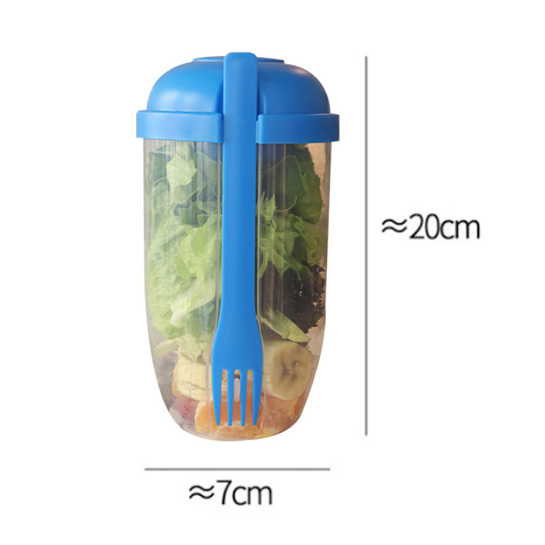 Färsk sallad to go behållare set, Keep Fit sallad måltid shaker kopp med gaffel och salladsdressing hållare