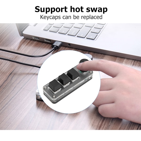 Mini brugerdefineret tastatur 3 taster rød switch genveje plug and play RGB baggrundsbelyst programmering makro tastatur til pc bærbar