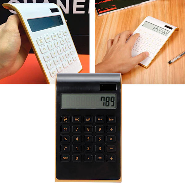 Kannettava 10-numeroinen laskin, ultraohut aurinkolaskuri kotiin, toimistoon, yritykseen, LCD-näyttö, musta
