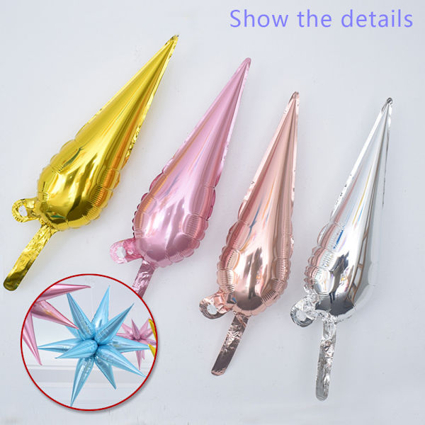 Stjernefolie-balloner Metallic - 15x46cm, 50 stk., Spike-balloner
