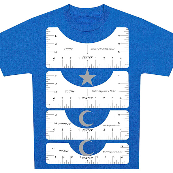 4 st T-shirt-justeringslinjal, T-shirt-linjalguide, T-shirt-linjal