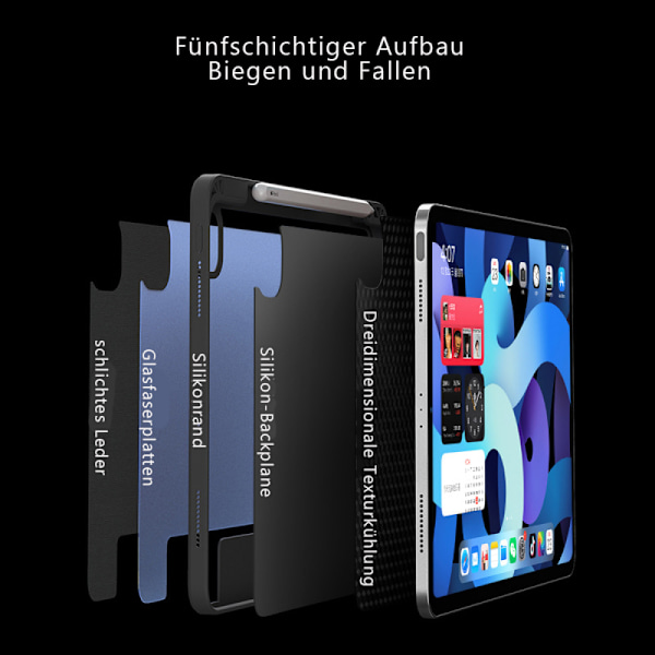 Tangentbord för nya iPad Pro 12.9 2021/2020/2018, QWERTY bakgrundsbelyst trådlöst Bluetooth-tangentbordsfodral för iPad pro 12.9 tum 5:e/4:e generationen/3:e generationen