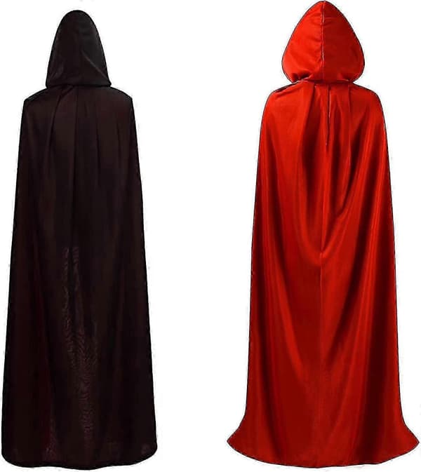 Festlig vendbar kappe til voksne og børn, perfekt til Halloween- og julekostumer Black  Red 120cm