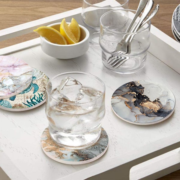 Marmor mønster coasters - Runde drikke absorberende sten coaster