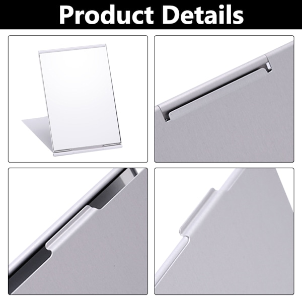Liten Reise Foldespeil, 6 x 4 tommer Ultra Bærbar Slank Foldespeil Aluminiumskall Sminke Speil, Tynn Lett Foldespeil for Lomme