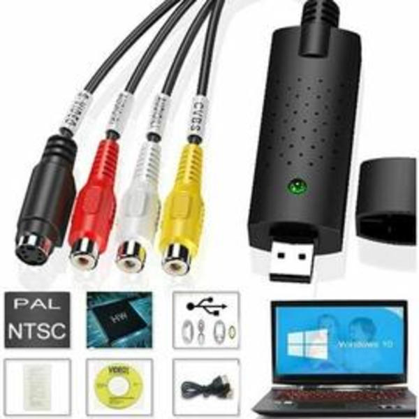 Video Capture Audio Video USB 2.0 Digital VHS Converter Capture Box Video Capture från VCR VHS Kassetter C Hi8 Transfer DVD Recorder Kompatibel med