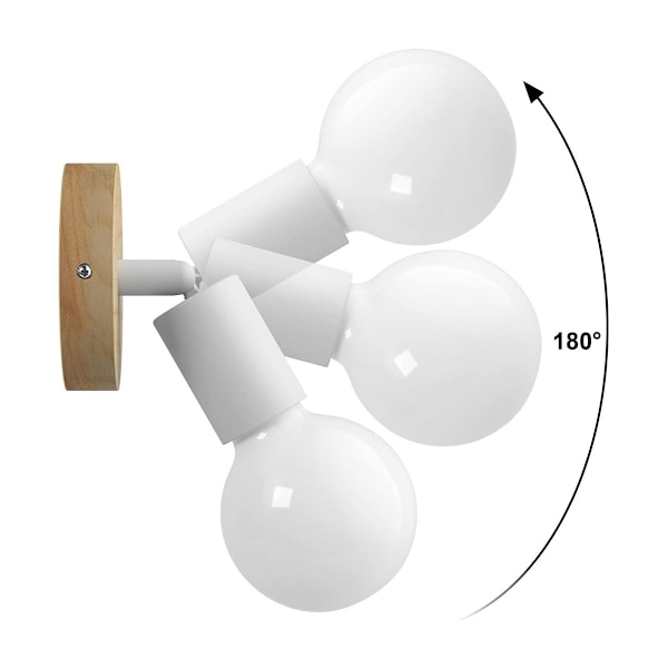 Loftbelysning för industriella utrymmen, minimalistisk vägglampa i trä och metall med exponerad glödlampa E26 E27-sockel, högkvalitativa material för rustik stil