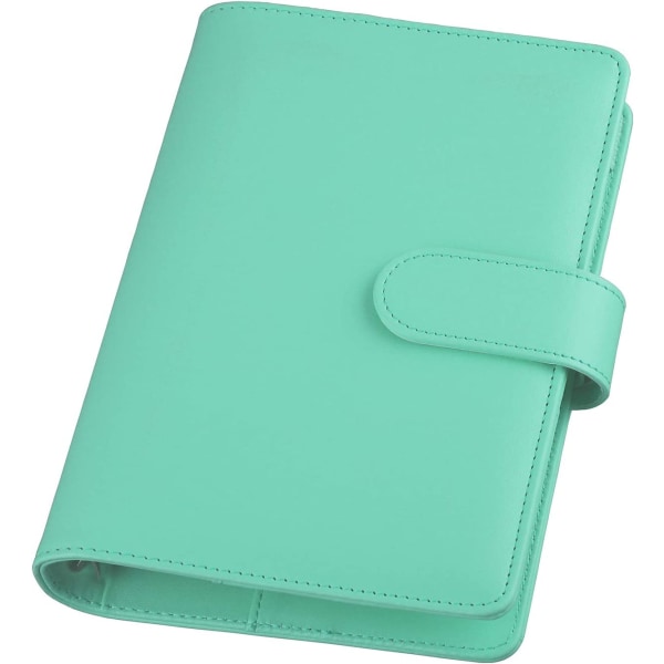 A6 PU Läder Notebook Pärm Återfyllbar 6 Ring Pärm för A6 Light Green