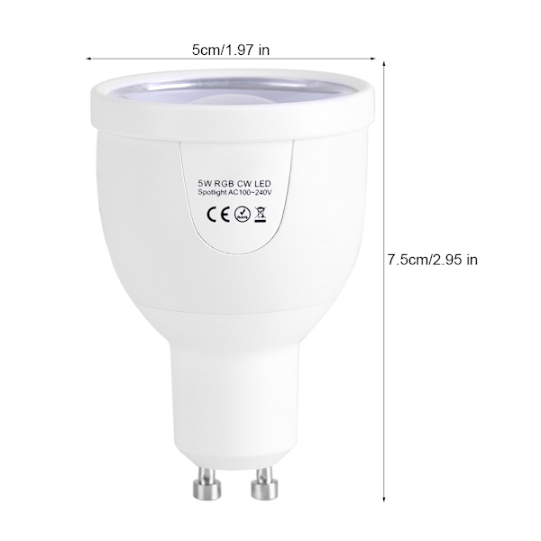 Milight GU10 5W RGB WW LED-spotlight Wifi Smartphone APP-kontroll Lyspære RGB+Kald Hvit