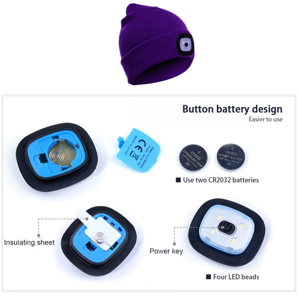 Unisex mössa med The Light Gifts för vänner Uppladdningsbar purple