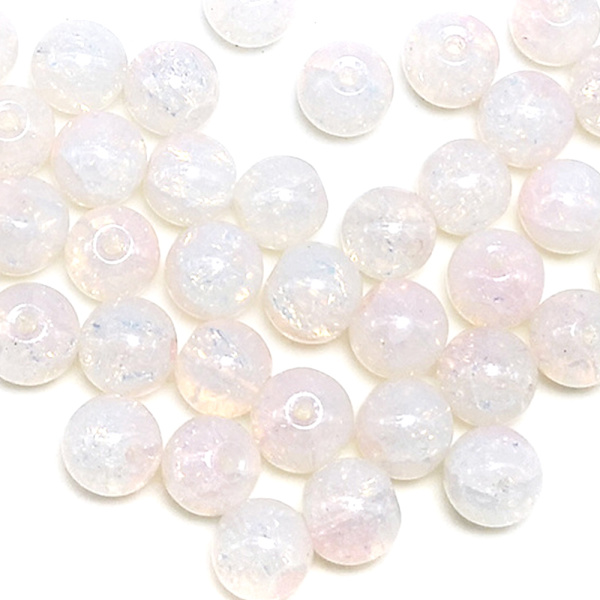 Pakkaus värillisiä lasihelmiä, halkeilevaa jadea, 8 mm, eri väreissä