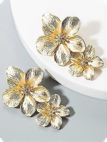 Guld Blomsterøreringe Guld Dingleøreringe Til Kvinder Romantiske Boho Blomster Statement Øreringe Til Bryllupsfest Smykker