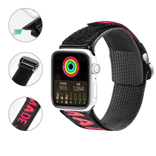 Kompatibel med Apple Watch Band 42/44/45MM, Nylon Sports