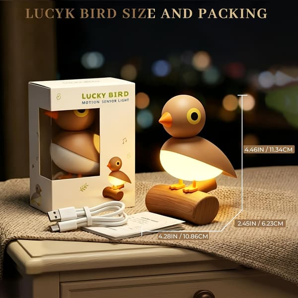 Bird Night Light with Motion Sensor and Dusk Sensor, Magnetic Bird Lamp, Cute Small Table Lamp with Timer, Rechargeable Portable Wall Lamp for White/1 pc