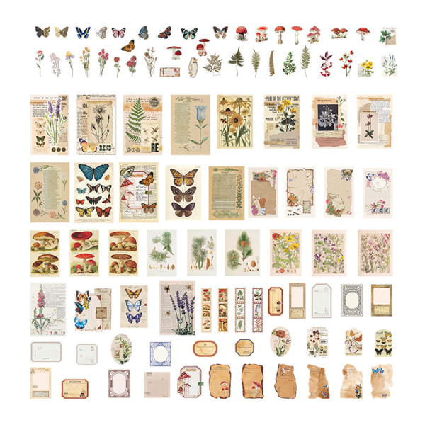 200 stk Vintage Scrapbooking DIY Stickers Pakke, Retro Dekor Sticke