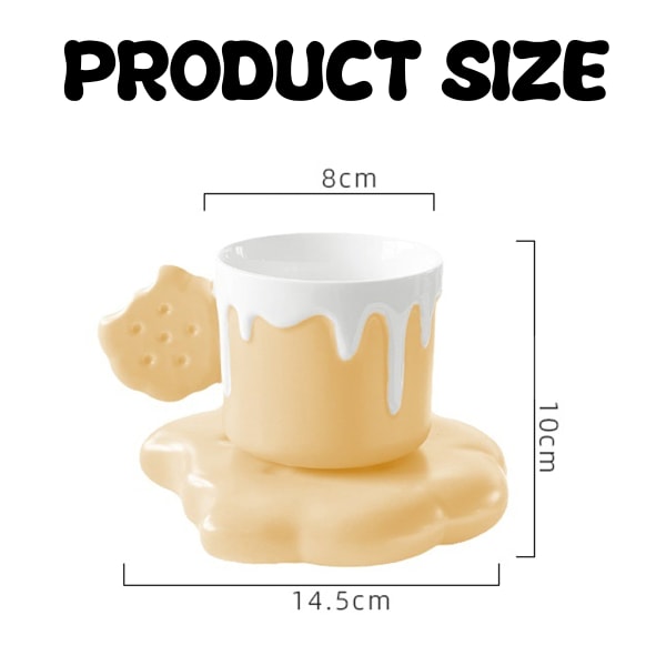 Luovat ja söpöt keksimuotoiset muki- ja alusastiasetit, keraaminen kahvimuki toimistoon ja kotiin, 7,4 unssia/220 ml teelle, lattelle ja maidolle