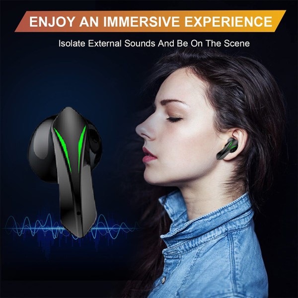 Trådløse Gaming Earbuds, Bluetooth 5.2 Earbud In-Ear Gaming