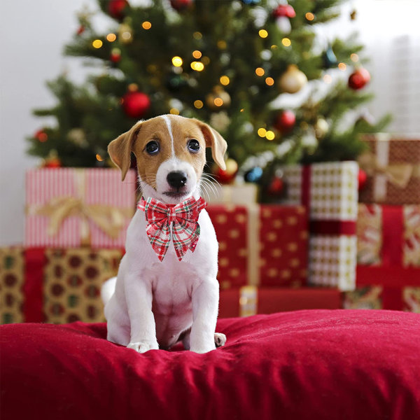 Julehundehalsbånd med sløjfe, Butterfly Dog Christmas Collars，Chri