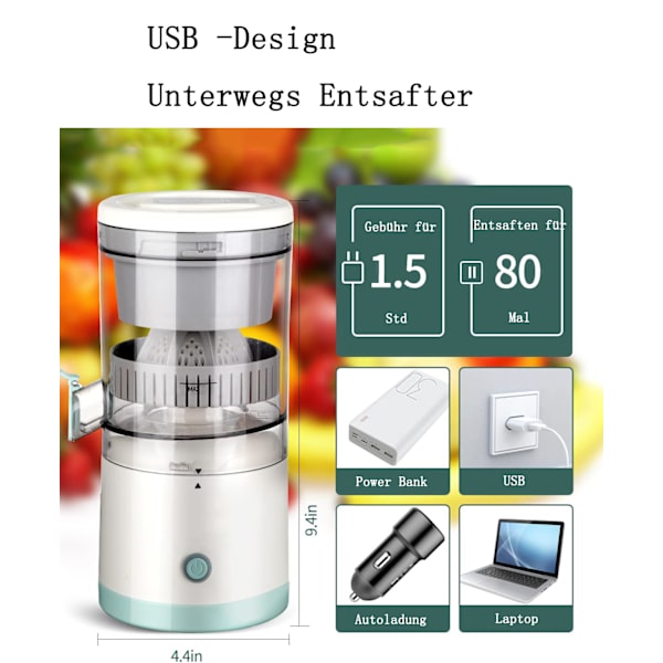 Elektrisk citronpresser, elektrisk appelsinpresser, bærbar USB-opladning