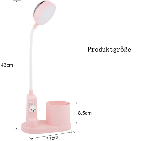 Bordslampa för barn Sänglampa med pennhållare, automatisk färg