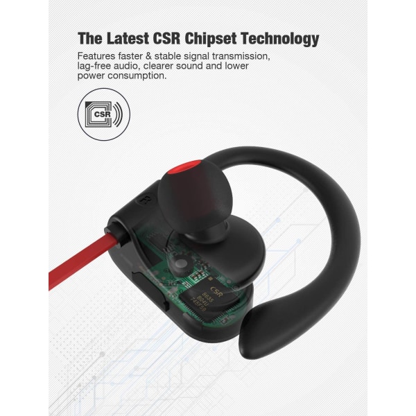 Brusreducerande Bluetooth-headset, nackband, röd