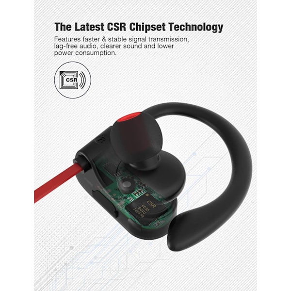 Brusreducerende Bluetooth-headset, nakkebånd, sort