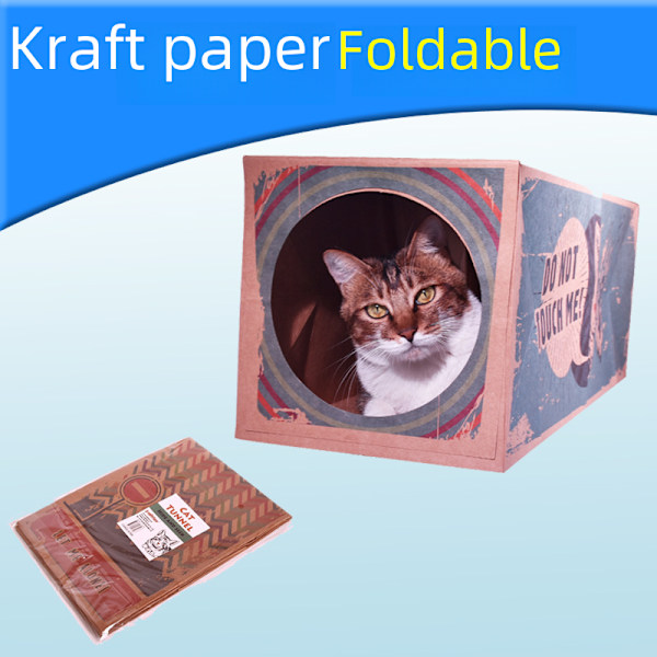 Kattdjurstillbehör Kattleksak Hopfällbar Katt Tvåkanalstunnel Amazon Papper Katt Hus