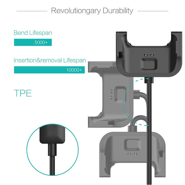 Älykellojen latauskaapeli Cradle 3.3ft Musta USB 5V 300mA Älykellojen lataustelakka Cradle Huami Amazfit Bip Youth A1608