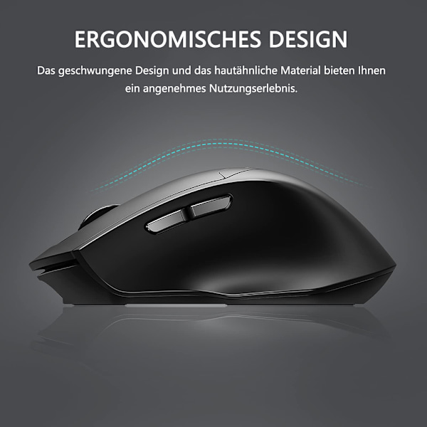 inphic trådløs mus, Bluetooth-mus lydløs genopladelig (Tri-Mode: BT 5.0/4.0+2.4G), ergonomisk trådløs mus Bluetooth, trådløs mus 6 knapper