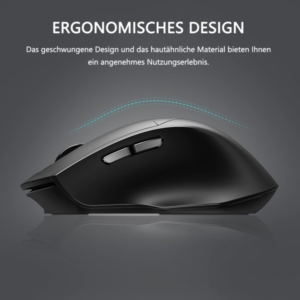 inphic trådløs mus, Bluetooth-mus stille oppladbar (Tri-Mode: BT 5.0/4.0+2.4G), ergonomisk trådløs mus Bluetooth, trådløs mus 6 knapper