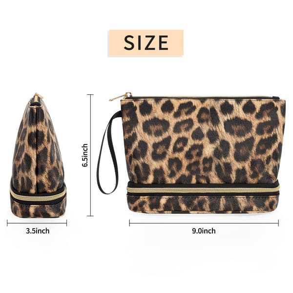 (Leopard Pattern) Cosmetic Bag Small Cosmetic Bag Two-Layer Cosmetic Storage Bag Large Capacity Tra