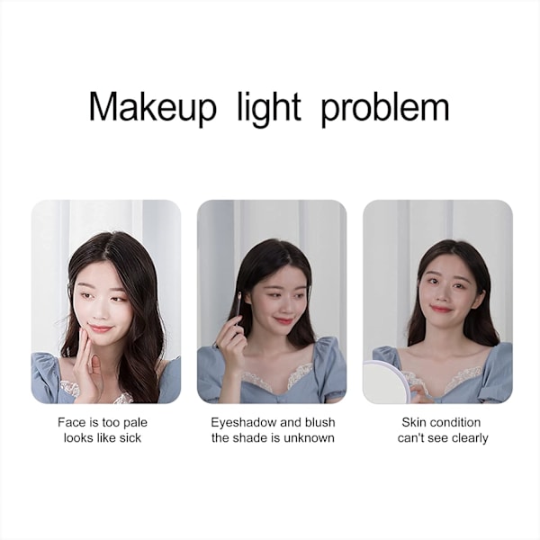 Makeup spejl, Make up spejl, Spejl med lys, Genopladelig