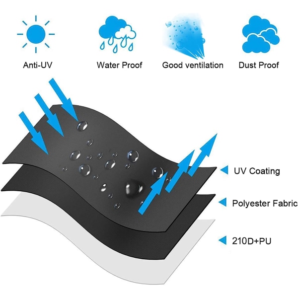 Vandtæt haveparaplybetræk med lynlås og vandafvisende stof Mørkegrå 2
