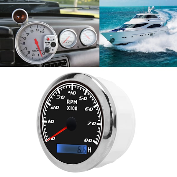 Pege-tachometer IP67 Vandtæt Støvbestandig Rustfrit Stål Universal til Bil Lastbil Båd 9‑32VDC