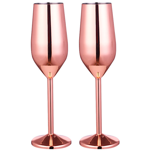 Champagne-fløyter, sett med 2, rustfritt stål, knusesikkert