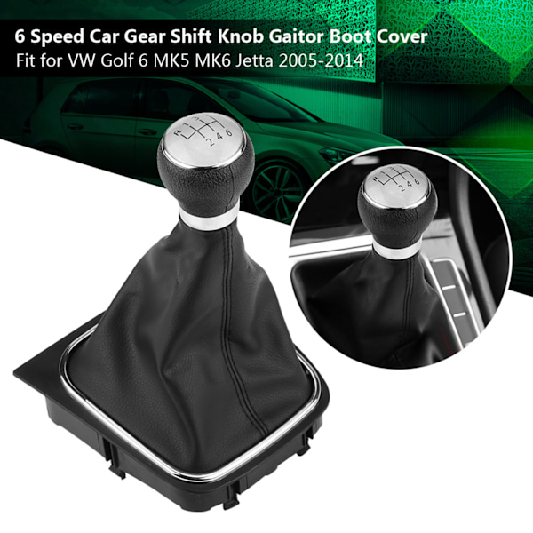 6-växlad bilväxelspak-knopp, spak, gaiter, dammskydd för Golf 6 MK5 MK6 Jetta 2005-2014