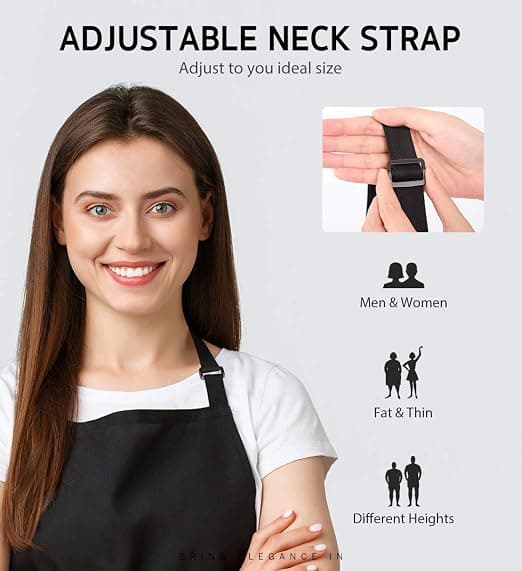 2-pack Adjustable Waterproof and Drop-proof Aprons with 2 Pockets for Men and Women Chef Cooking Kitchen Aprons
