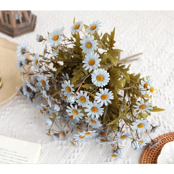 2 pakke kunstige blomster, kunstige tusindfryd blomster bulk lange