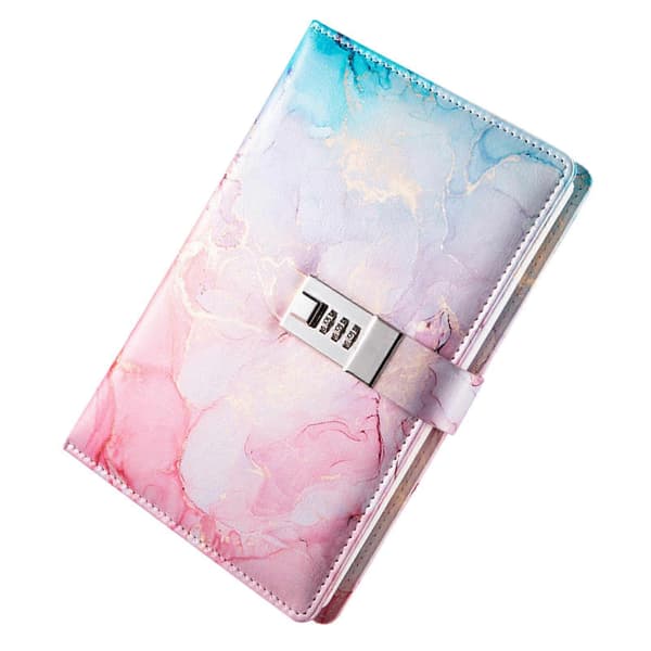 Diary with Lock, Personal PU Leather Notebook, Lockable Diary Boys Pink Pink